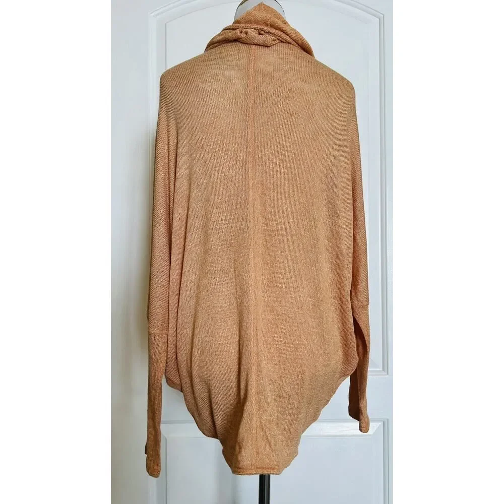 $68 FREE PEOPLE We the Free Sheila Draped Faux-Wrap Pullover Sweater Knit Top L